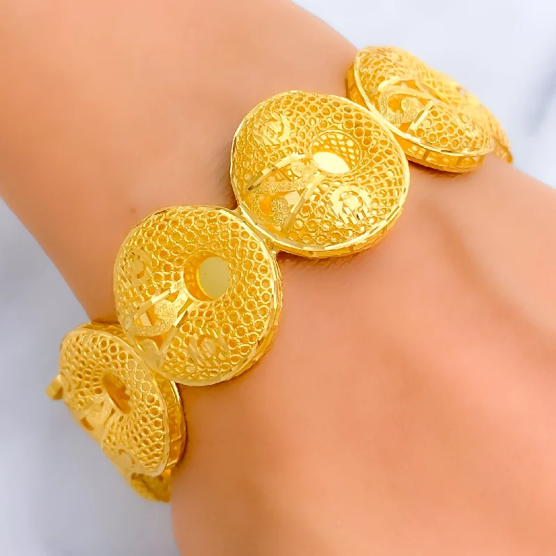 Women’s floral bracelets-Embellished Flawless 21k Gold Bangle Bracelet