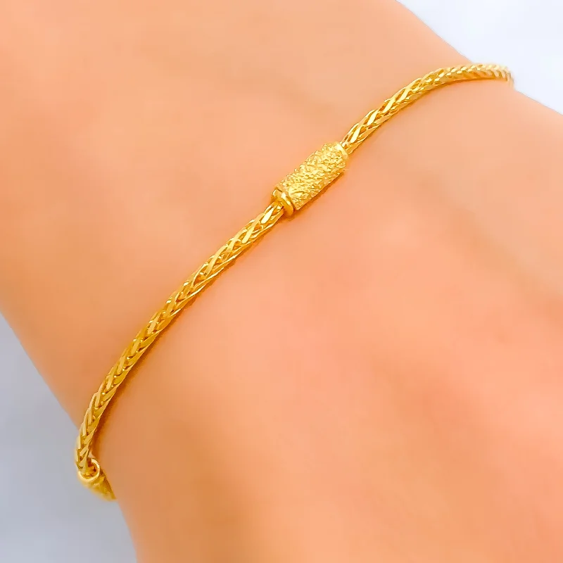 Women’s gold bracelets-Trendy Sleek 22K Gold Bracelet