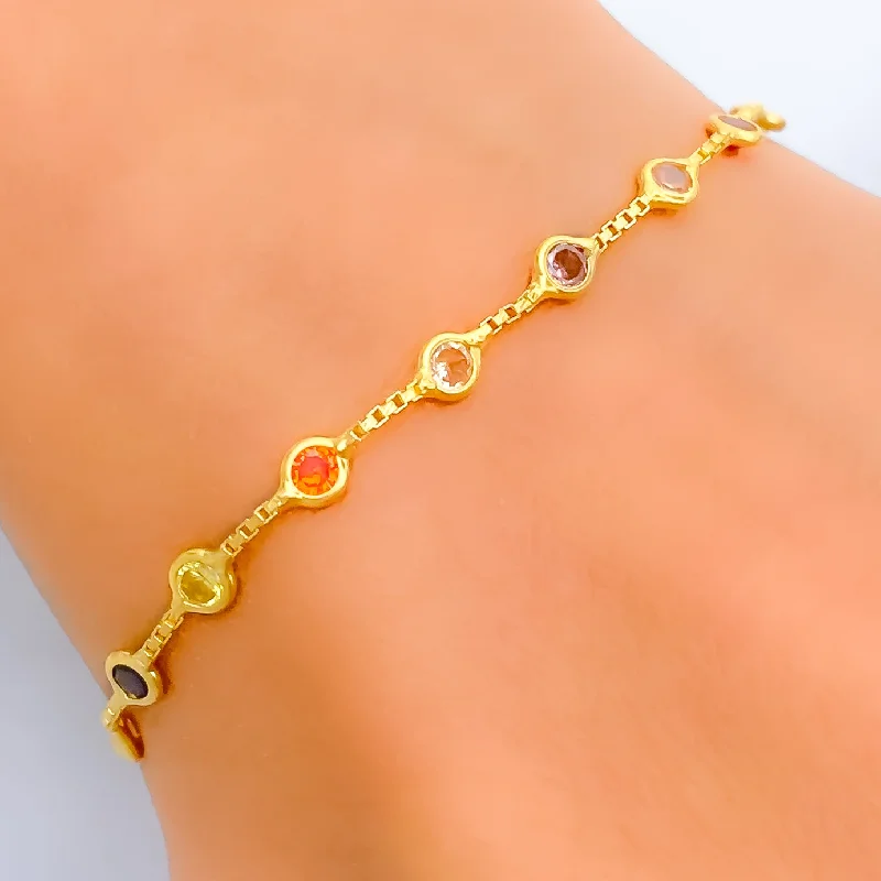 Women’s engraved bracelets-Modern Glamorous 22k Gold CZ Bracelet