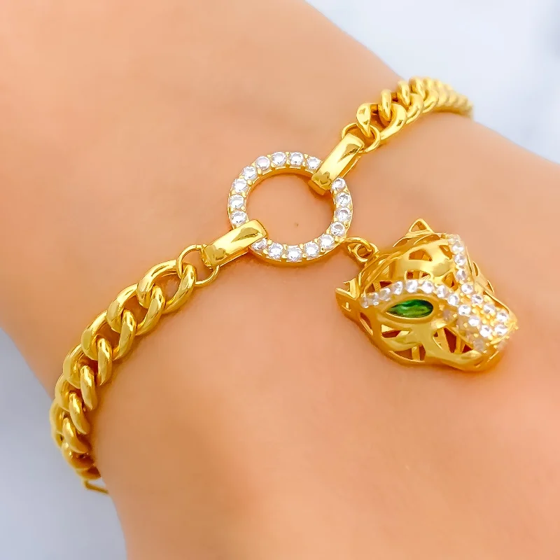 Women’s dainty bracelets-Vibrant Adorned 21k Gold CZ Bracelet