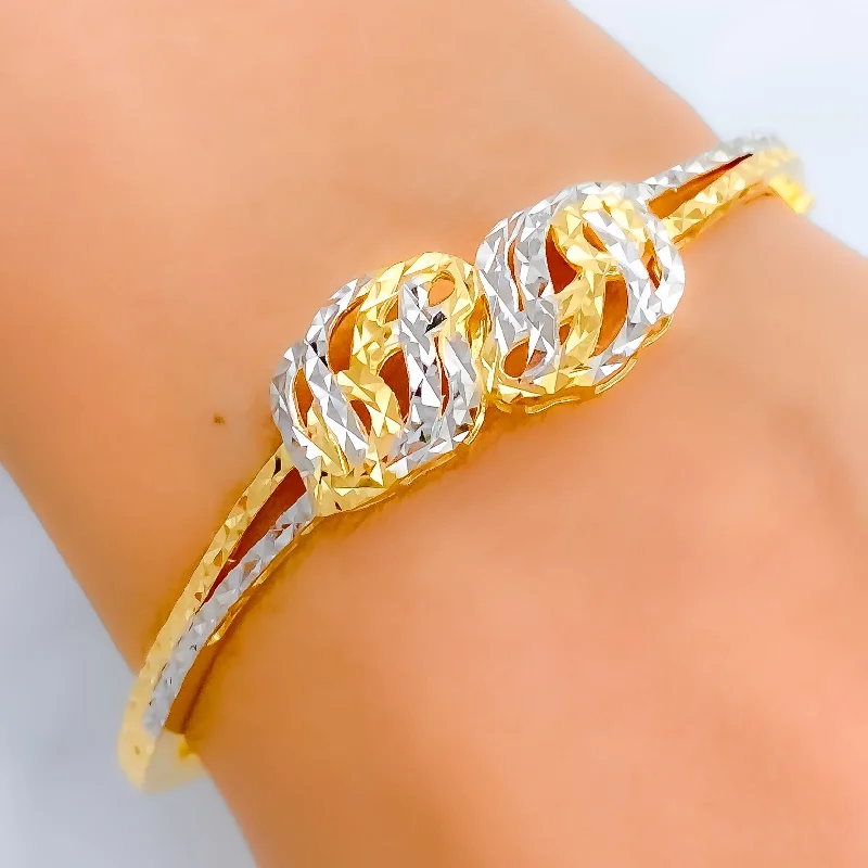 Women’s beaded bangles-Striking Jazzy 22k Gold Bangle Bracelet