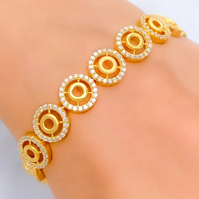 Women’s tennis bracelets-Dazzling Round 22k Gold CZ Bracelet