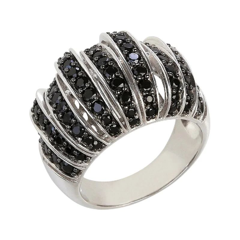 Women’s stackable rings-925 Sterling Silver Black Spinel Ring