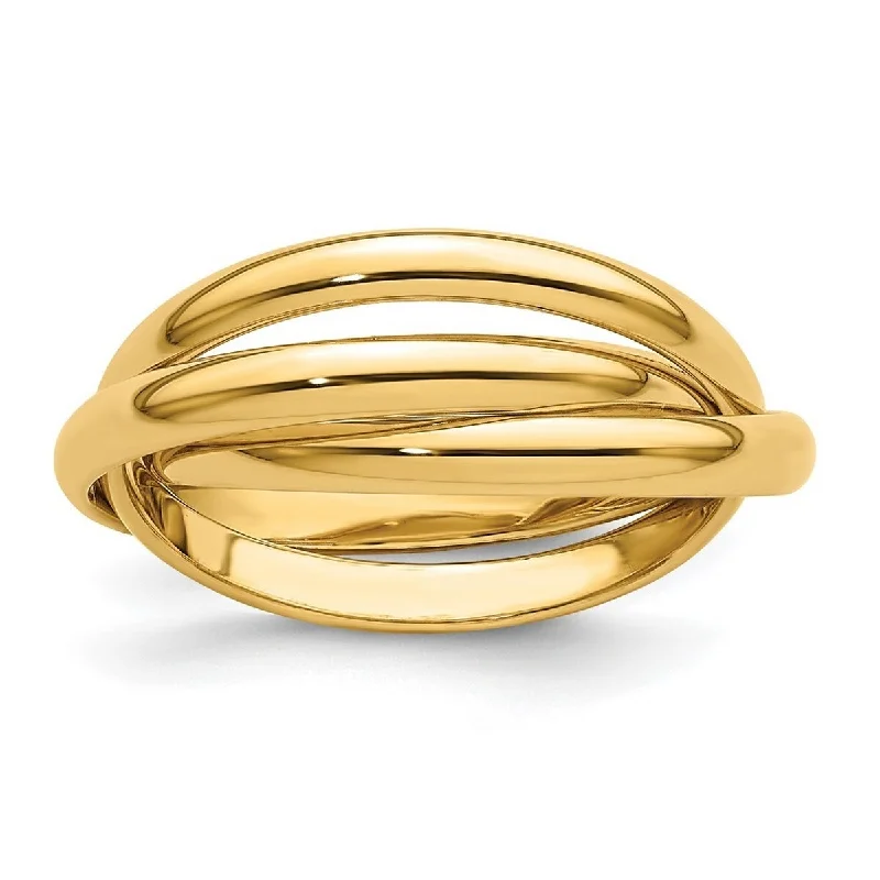 Women’s butterfly rings-Curata 14k Yellow Gold Hollow Polished Rolling Ring