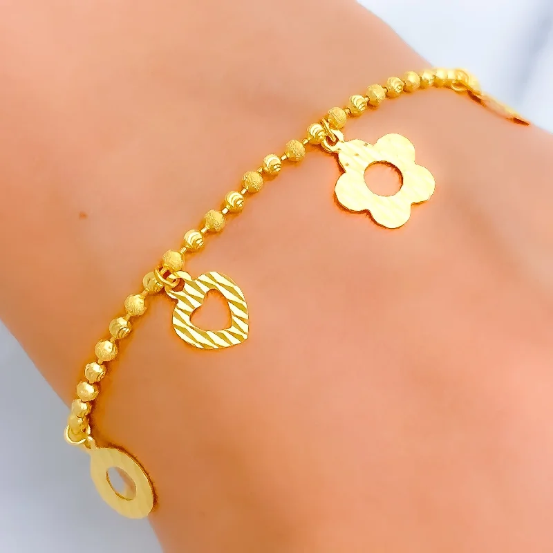 Women’s handmade bracelets-Graceful Mixed Charm 22k Gold Bracelet