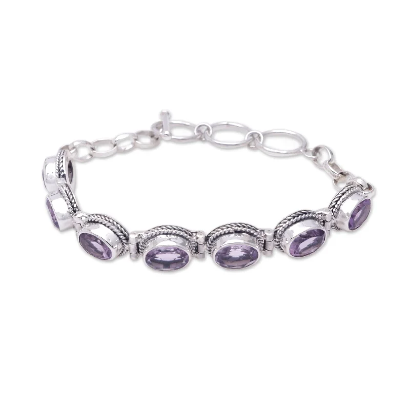 Women’s custom bracelets-Novica Handmade Purple Temptation Amethyst Link Bracelet