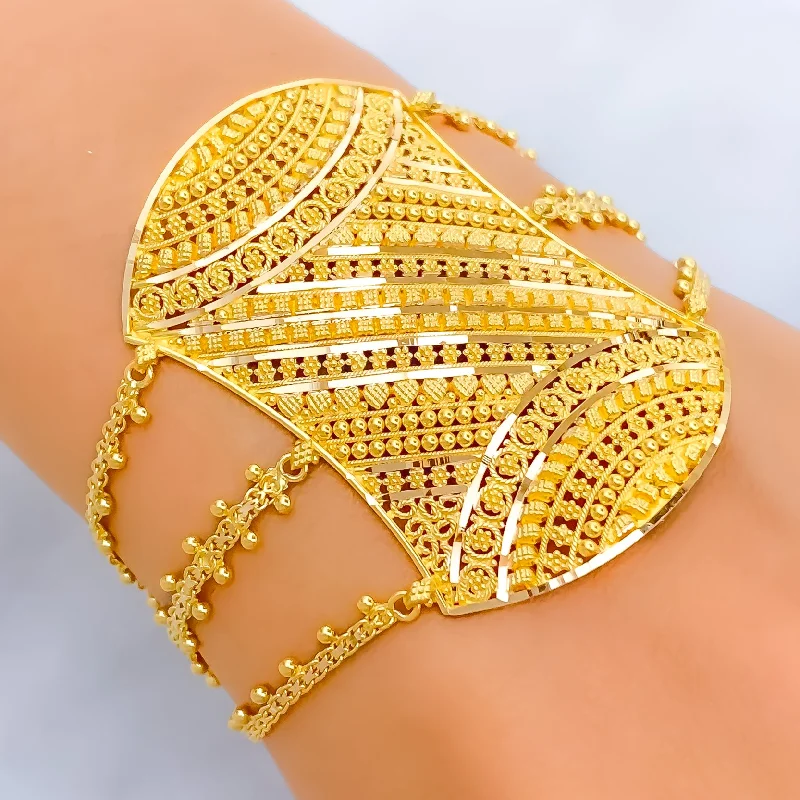 Women’s infinity bracelets-Versatile Upscale 22k Gold Statement Bracelet