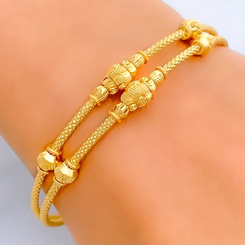 Women’s sterling silver bracelets-Opulent Glowing 22k Gold Bangle Bracelet