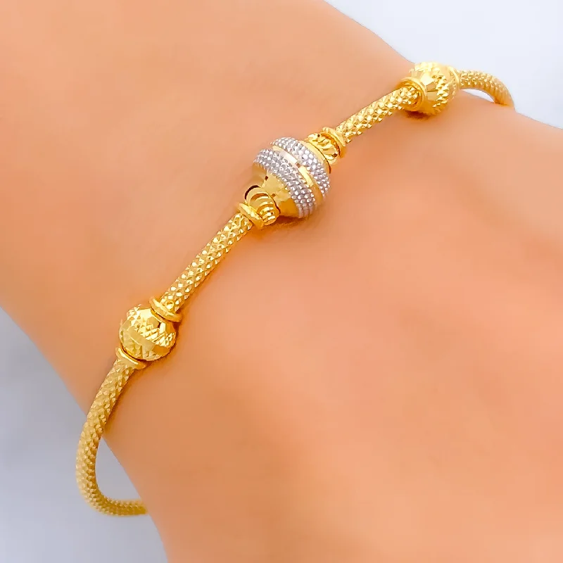 Women’s adjustable bracelets-Glowing Orb 22k Gold Bangle Bracelet