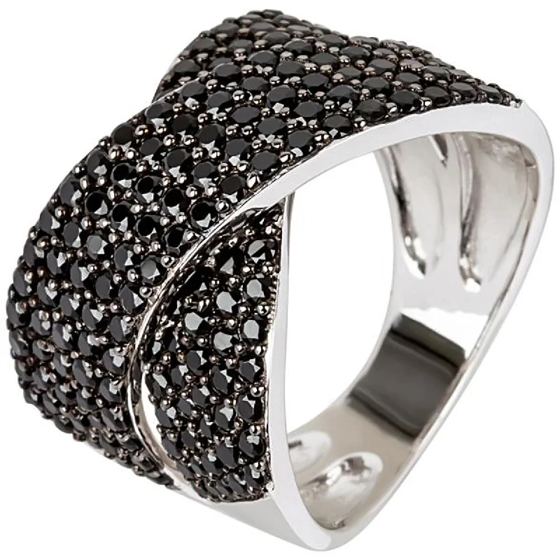 Women’s floral rings-925 Sterling Silver Black Spinel Ring