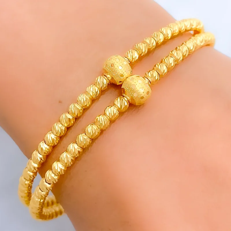 Women’s engraved bangles-Dressy Orb 22k Gold Bangle Bracelet