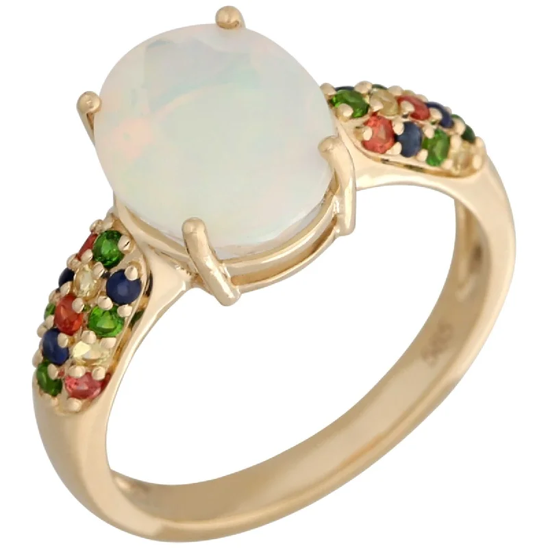 Women’s birthstone rings for birthday-14Kt Yellow Gold Ethiopian Opal Solitaire Ring