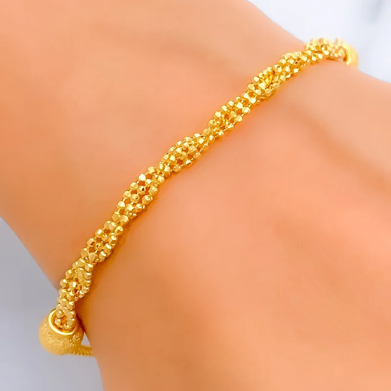 Women’s gold charm bracelets-Lovely Intertwined 22K Gold Bracelet