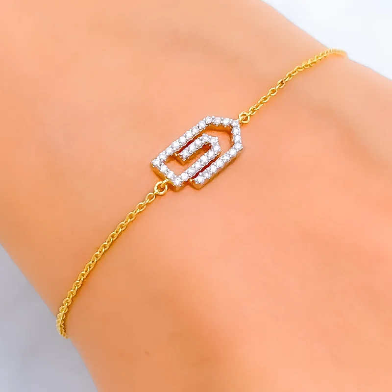 Women’s pearl-studded bracelets-Contemporary Dainty Diamond + 18k Gold Bracelet