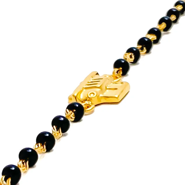 Women’s trendy bracelets-Dazzling Petite 22k Gold Black Bead Baby Bracelet