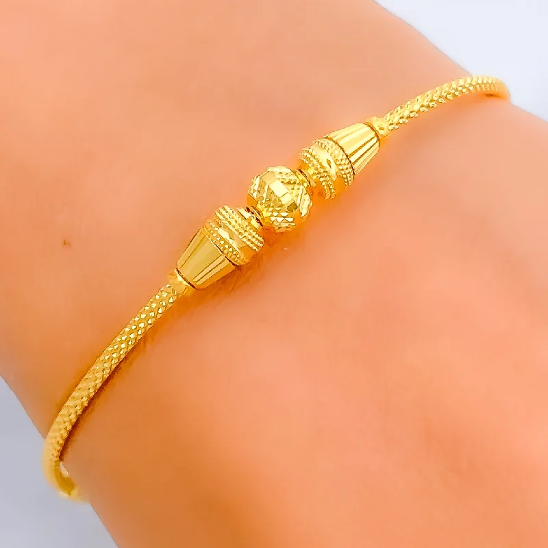 Women’s classic bangles-Ornate Slender 22k Gold Bangle Bracelet