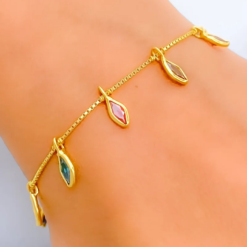 Women’s classic bangles-Lustrous Edgy 22k Gold CZ Bracelet