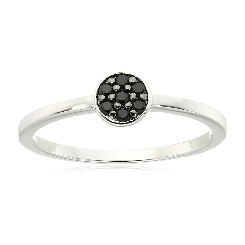 Women’s geometric rings-Sterling Silver Black Spinel Petite Ring, Size 7