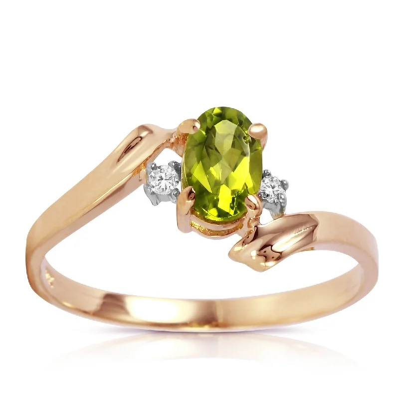 Women’s men’s style rings-14k Gold 0.46 Carat Oval Cut Natural Diamond Peridot Gemstone Ring