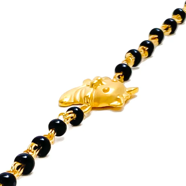 Women’s diamond-studded bracelets-Lovely Jazzy 22k Gold Black Bead Baby Bracelet