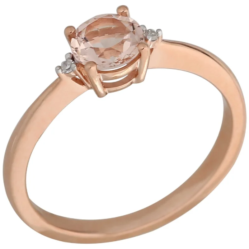 Women’s adjustable engagement rings-14Kt Rose Gold Morganite and Diamond Ring