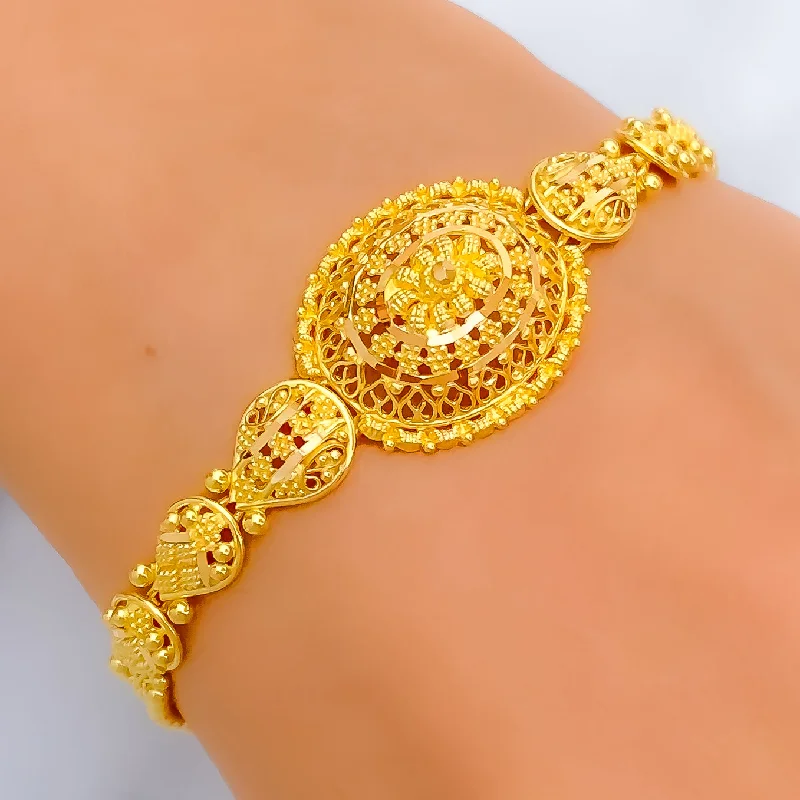 Women’s silver bangles-Stunning Vibrant 22k Gold Bracelet