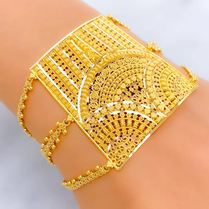 Women’s engraved bangles-Captivating Ornamental 22k Gold Statement Bracelet