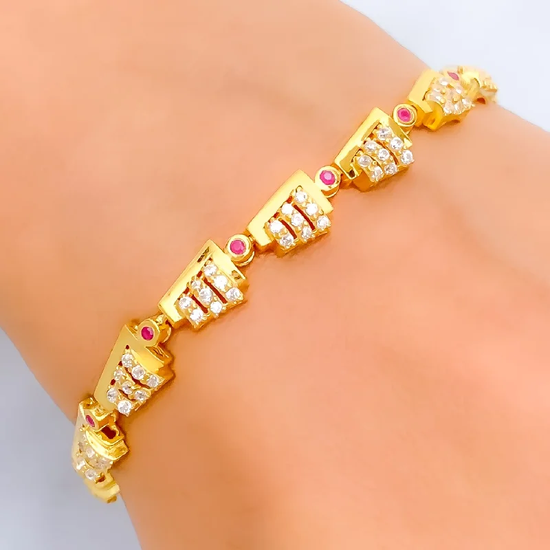 Women’s charm bracelets-Fashionable Trendy 22k Gold CZ Bracelet