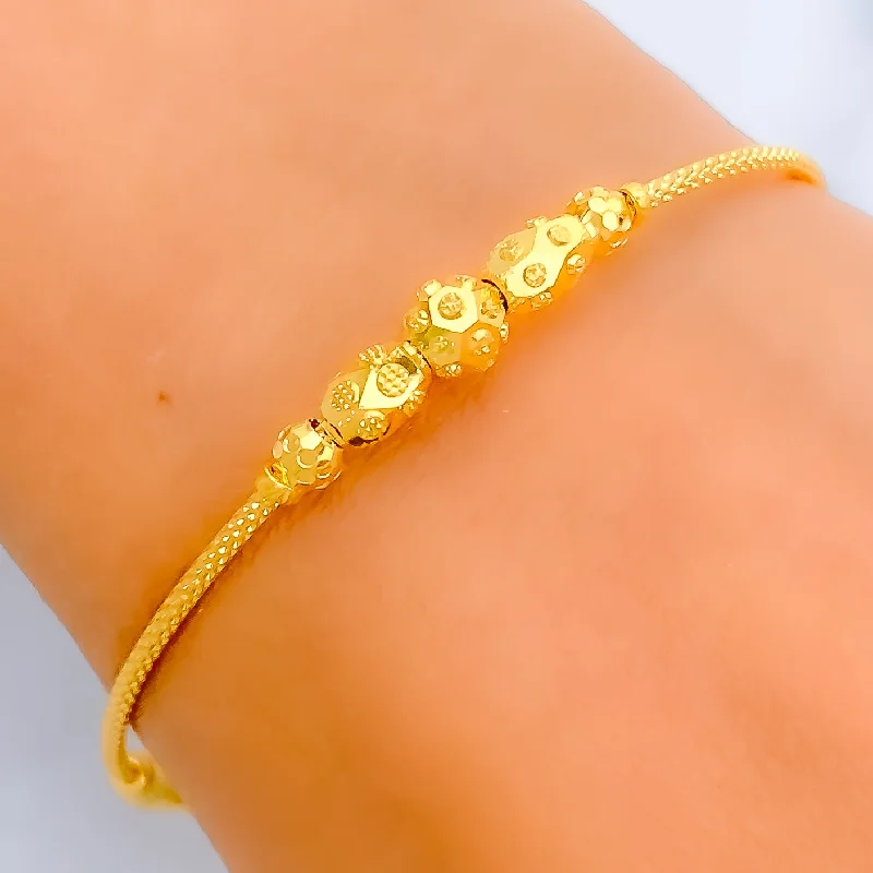 Women’s friendship bracelets-Decorative Chic 22k Gold Bangle Bracelet