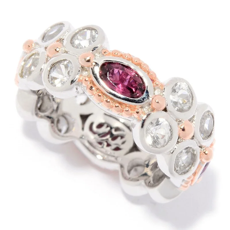 Women’s adjustable rings-Dallas Prince Designs Sterling Silver Oval Cut Gemstone & White Zircon Eternity Band Ring