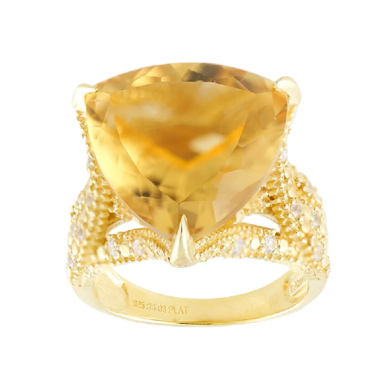 Women’s modern rings-18k Yellow Gold Vermeil Over Silver Citrine and White Zircon Ring