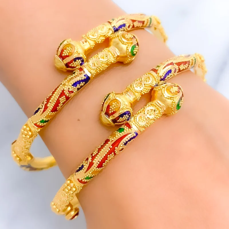 Women’s multi-strand bracelets-Festive Meena Pipe Bangles