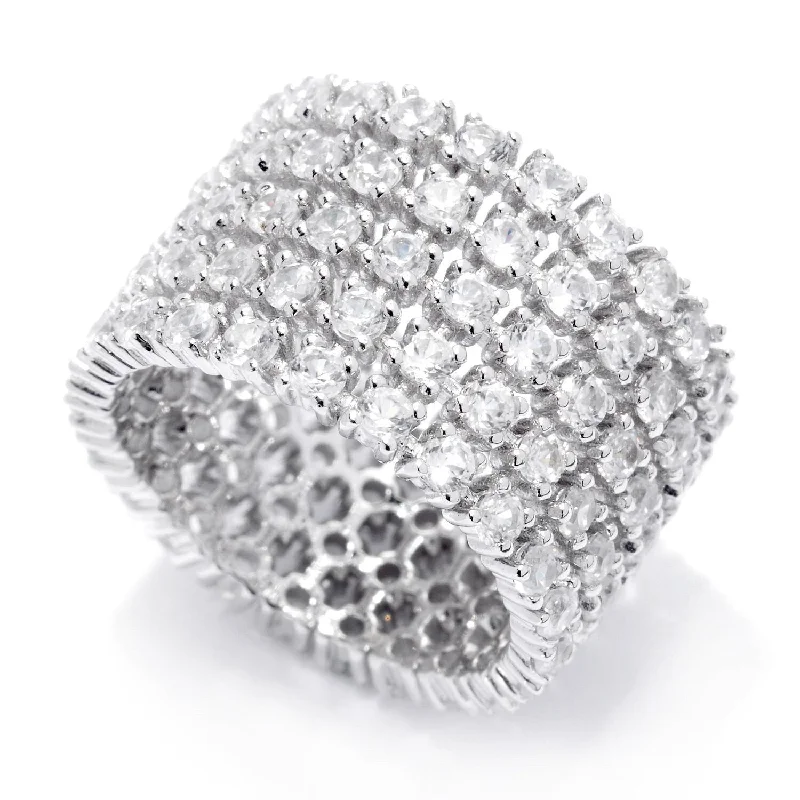 Women’s men’s rings for women-Platinum O/ Silver 6.00Ctw White Natural Zircon Ring