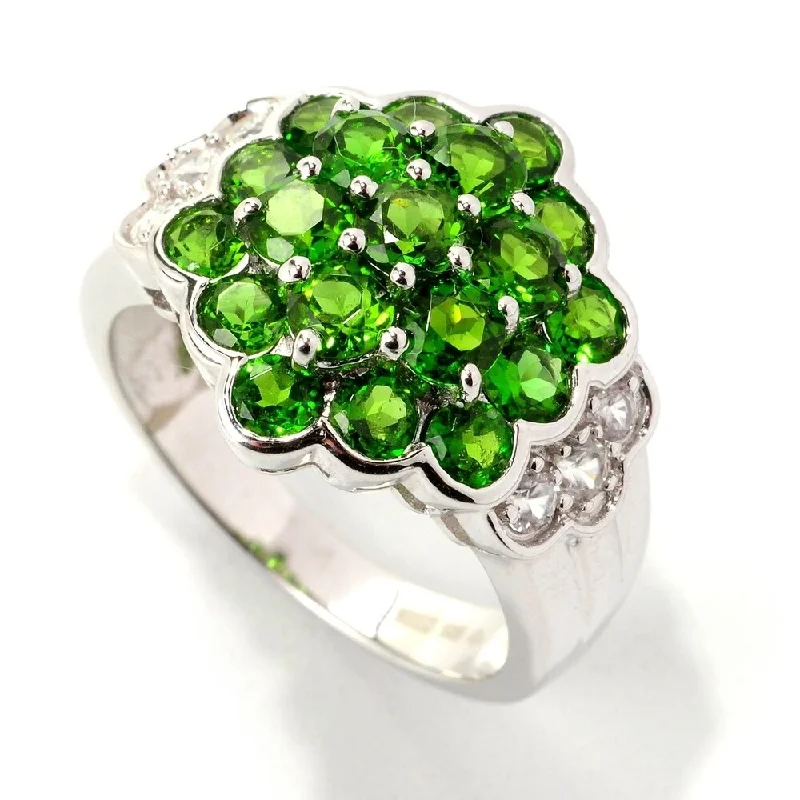 Women’s wedding rings-925 Sterling Silver Chrome Diopside and White Cz Ring