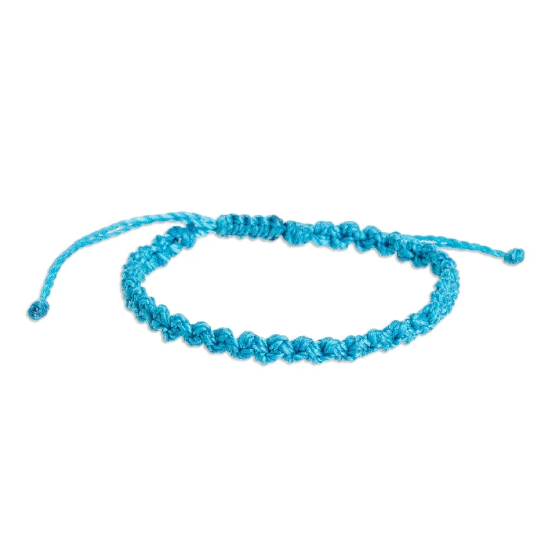 Women’s handmade bracelets-Novica Handmade Knot Uncommon In Cyan Macrame Bracelet