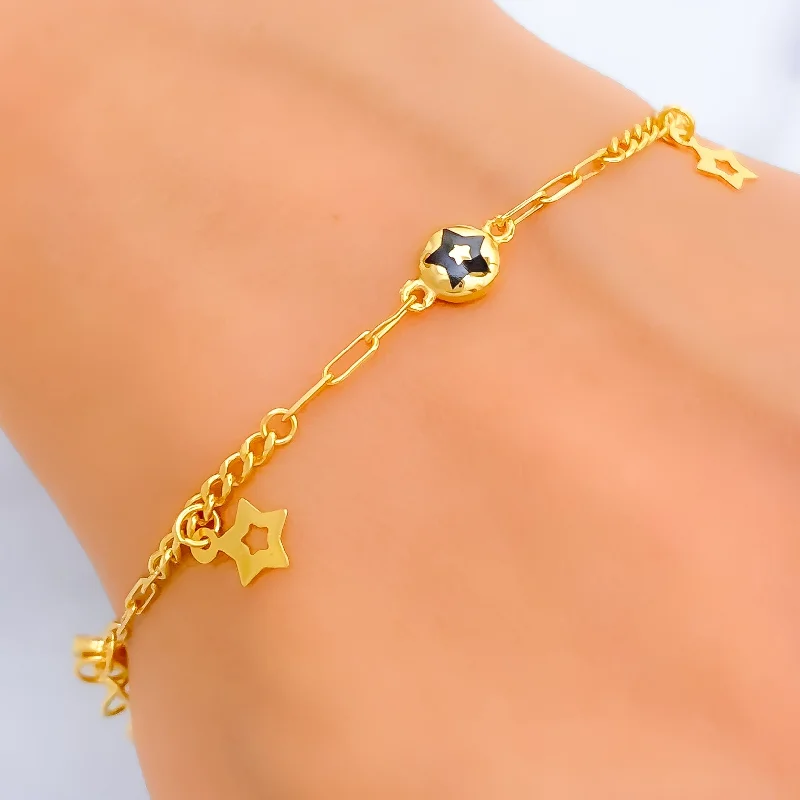 Women’s friendship bangles-Dainty Delicate Star 21k Gold Bracelet