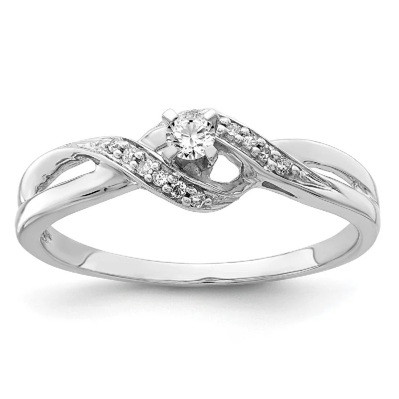 Women’s luxury gemstone rings-Curata 925 Sterling Silver Polished Open back Diamond Promise Ring