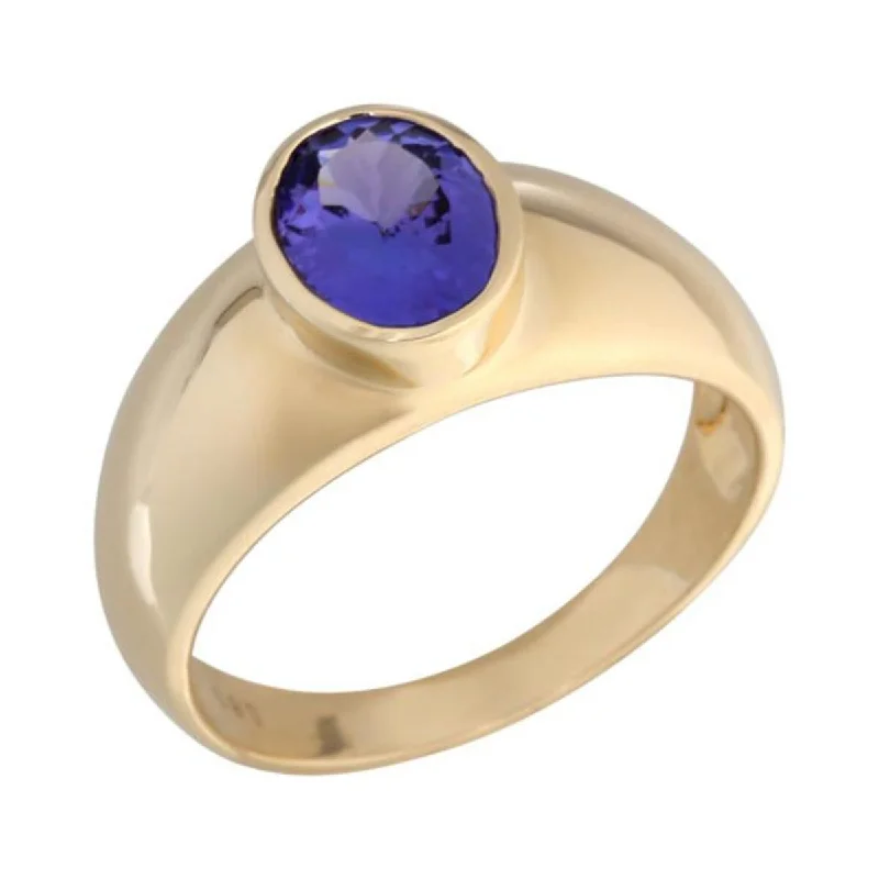 Women’s wedding band rings-14K Gold Tanzanite Bezel Set Ring