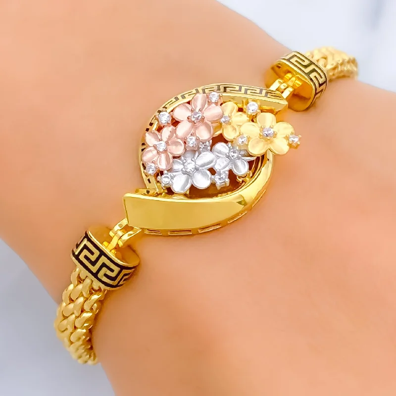 Women’s rhinestone bangles-Charming Elevated 21k Gold CZ Bracelet