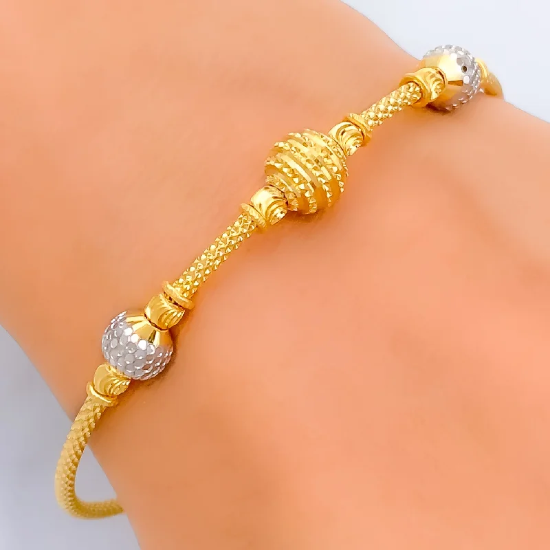 Women’s stretch bracelets-Jazzy Two-Tone 22k Gold Bangle Bracelet