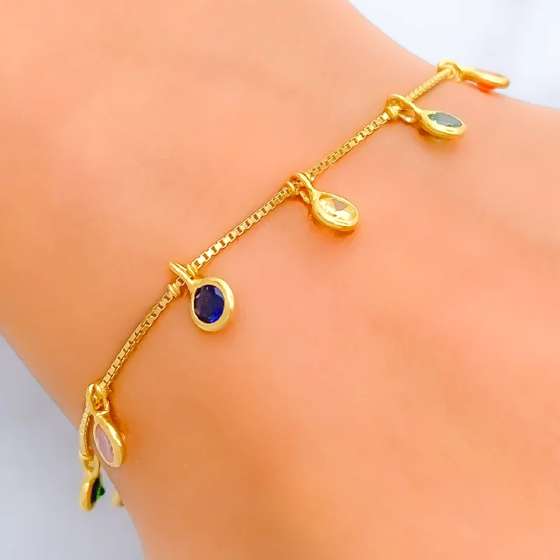 Women’s bangles sets-Noble Majestic 22k Gold CZ Bracelet