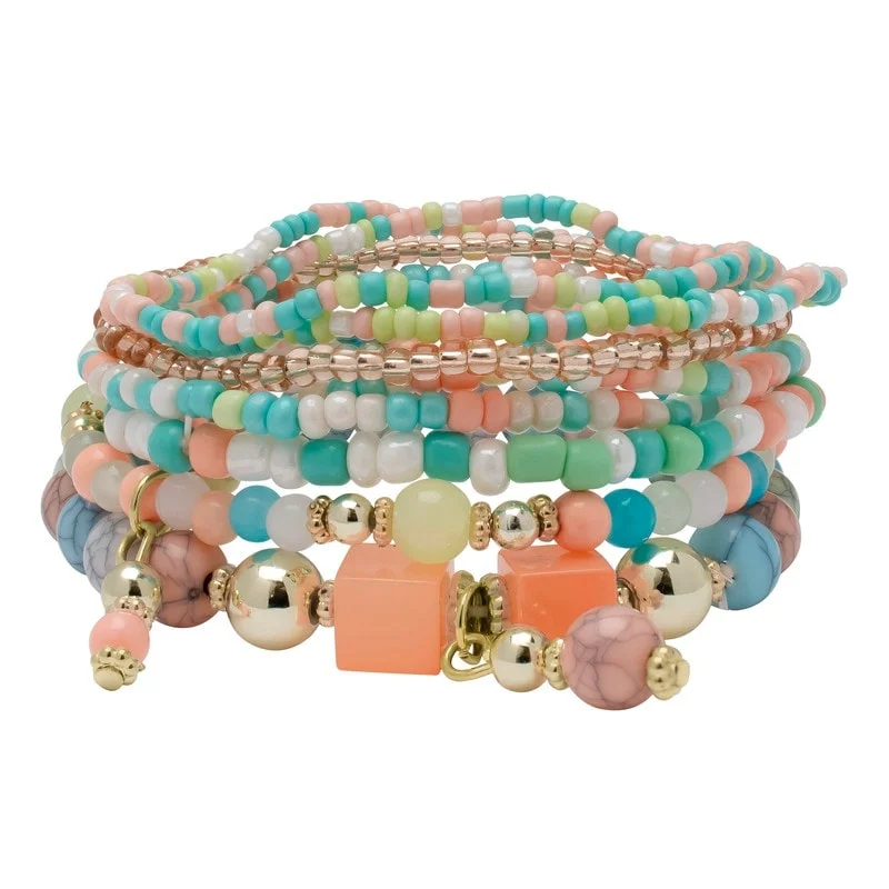 Women’s pearl bracelets-Victoria Townsend Gold Plated Pastel Multi-color Bead Layering Bracelet