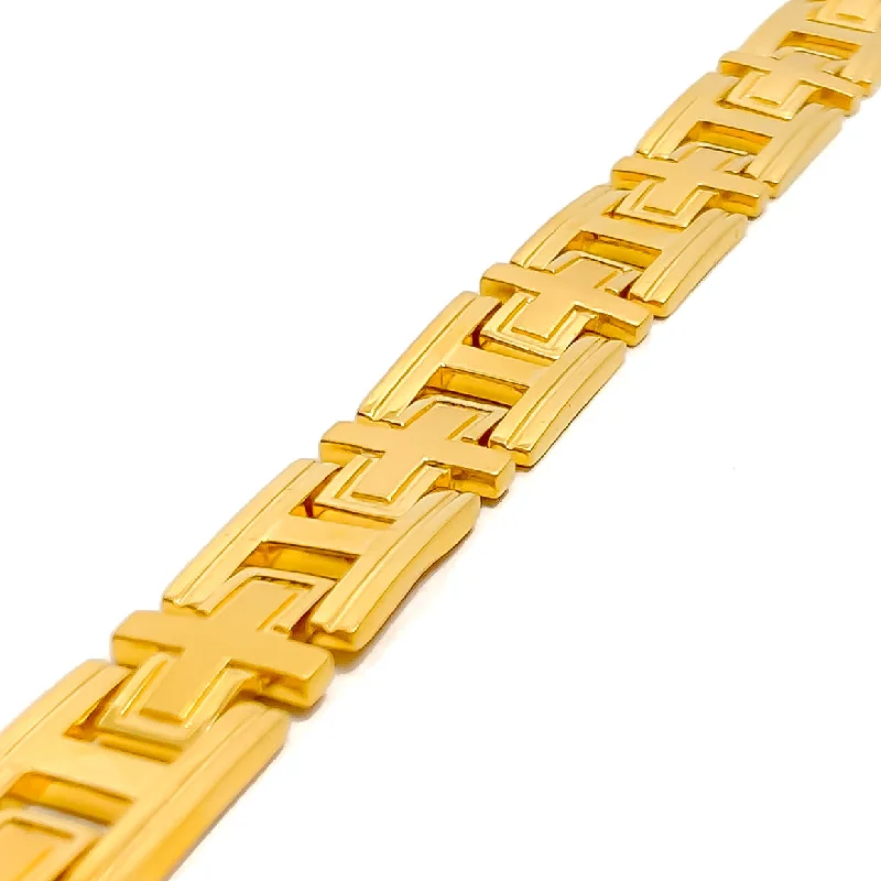 Women’s engraved charm bracelets-Bold Luminous 22K Gold Men's Bracelet