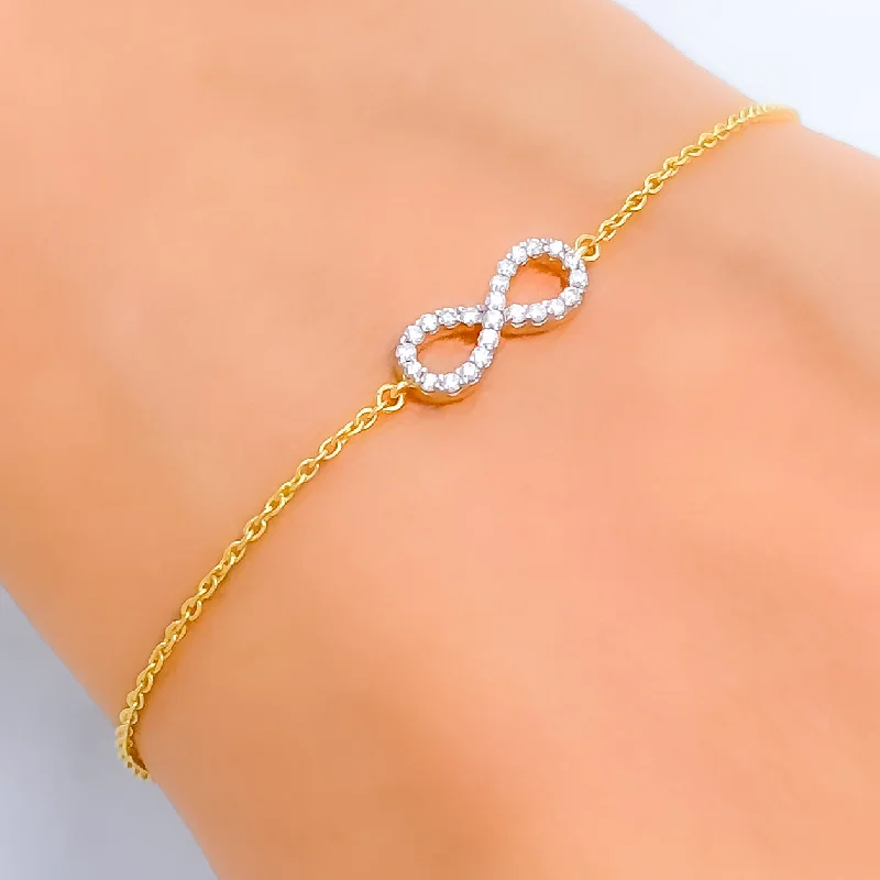 Women’s chic bangles-Stylish Radiant Infinity Loop Diamond + 18k Gold Bracelet