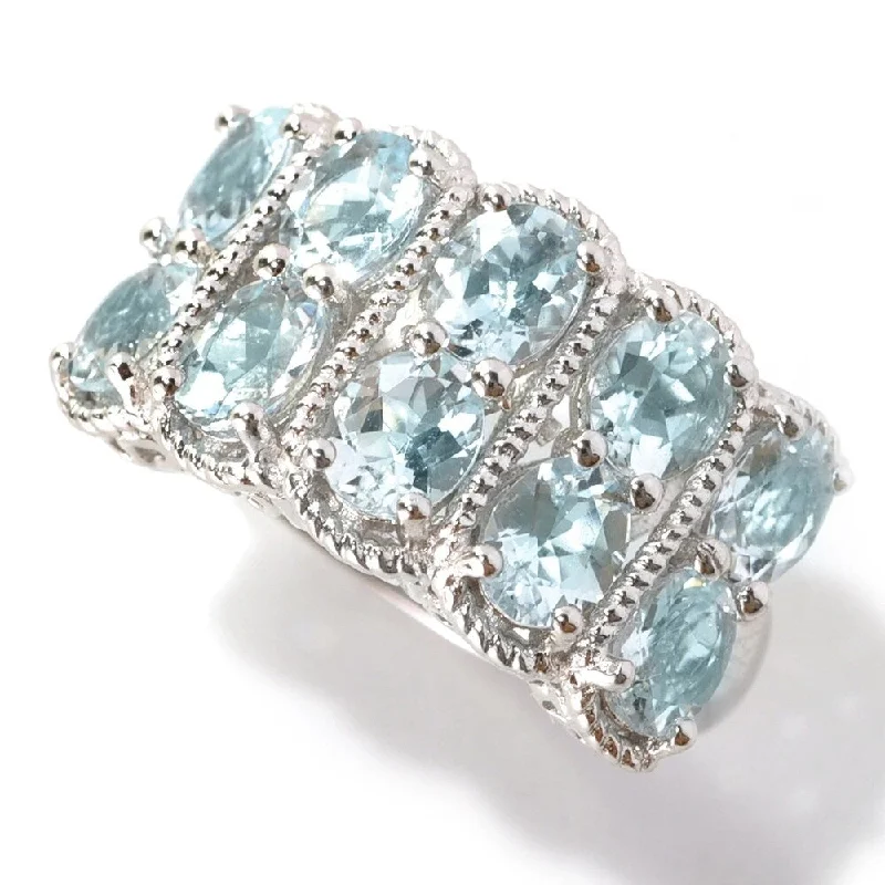 Women’s emerald rings-925 Sterling Silver Aquamarine Ring