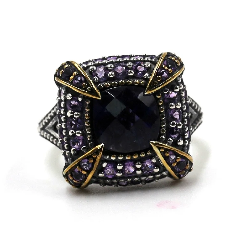 Women’s contemporary rings-925 Sterling Silver Iolite and African Amethyst Ring