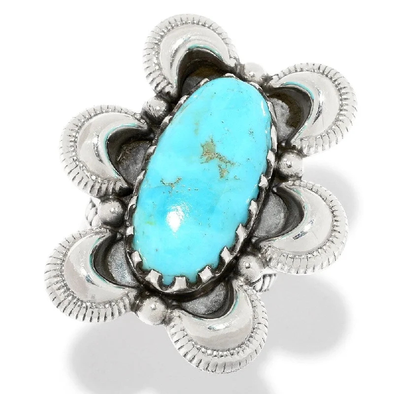 Women’s wedding rings-925 Sterling Silver Blue Mohave Turquoise Ring