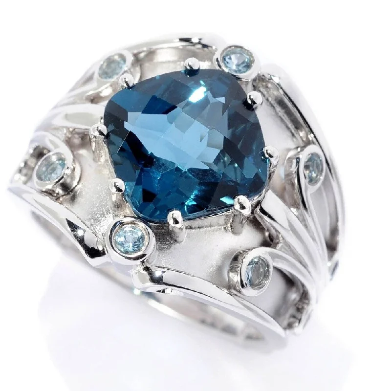 Women’s classic rings-Sterling Silver 4.24ctw London Blue Topaz & Swiss Blue Topaz Ring