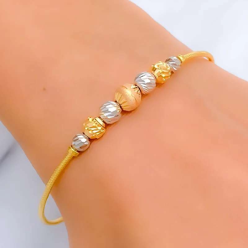 Women’s stackable bangles-Luxurious Alternating 22k Gold Bangle Bracelet