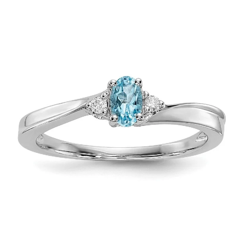 Women’s diamond rings-Curata 925 Sterling Silver Rhodium Plated Blue Topaz Ring